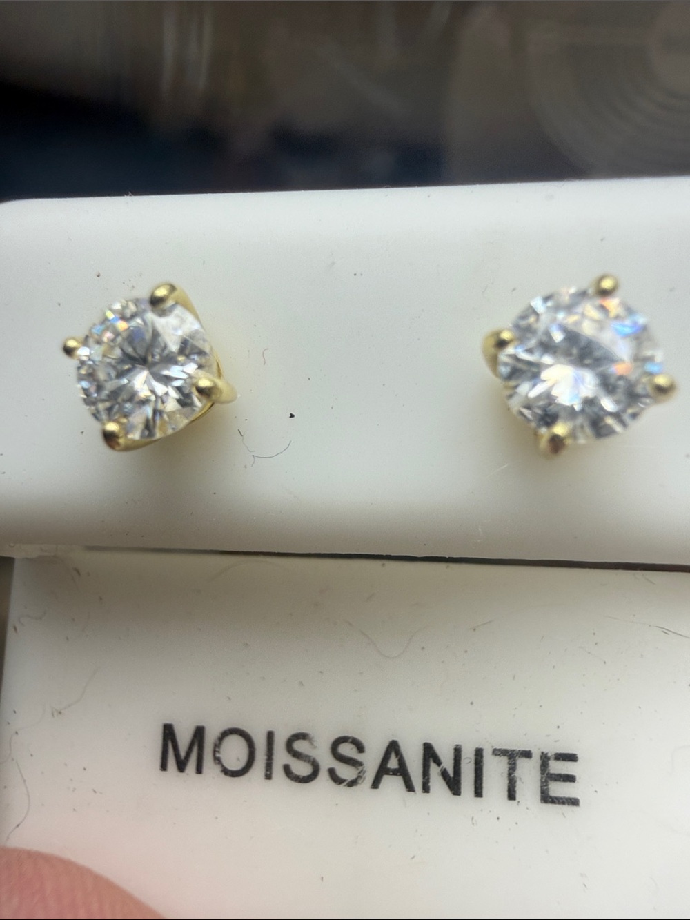 5mm Round GRA CERTIFIED MOISSANITE DIAMOND.83 CT Stud Earrings in Gold over SS - Picture 6 of 7